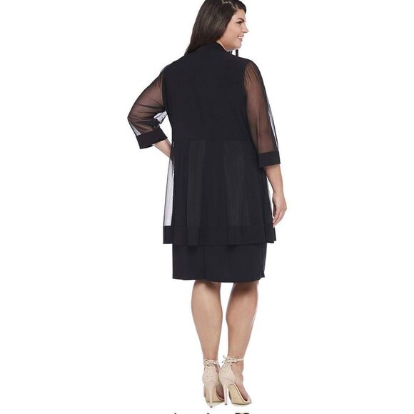R & M Richards Black Sheer Jacket Plus Size 22W NWT - Picture 2 of 7